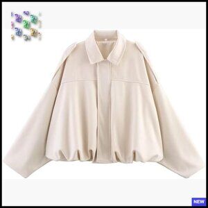 Faux Suede Bomber Jacket Oversized Lapel Pilot Coat Streetwear Chic